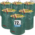 Reusable Leaf Bags, Tear-resistant & Reusable Lawn Bags, Yard Waste Bags, 72 Gal, 6 Pack