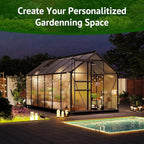 12x6ft Polycarbonate Greenhouse, Heavy Duty Walk-in Aluminum Greenhouse for Outdoors, Garden, Backyard, with Ventilation Window, Rain Gutter, Sliding Door