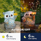 Solar Garden Statues Outdoor Decor, Fairy Owl Statue Garden Decor, Resin Yard Decorations Outdoor for Patio, Porch, Balcony, Lawn Ornaments, House Warming Birthday Gifts for Mom Women Grandma