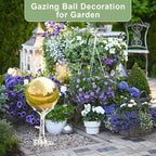 Nerien 10 Inch Gazing Ball, Stainless Steel Garden Mirror Globe, Polished Ornament Sphere, Hollow Floating Reflective Hemisphere, Home Outdoor Pond Housewarming Swimming Pool Decoration Gift, Gold