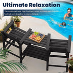 Tall Adirondack Chairs Set of 2, All Weather HDPE Poly Bar Height Balcony Adirondack Chair with Removable Double Connecting Trays, Outdoor Adirondack Barstools for Deck, Patio, Yard, Pool, Lawn