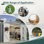 10 x 10 FT Outdoor Storage Shed, Large Metal Tool Sheds with Updated Frame Structure and Lockable Doors, Garden Shed for Backyard Garden Patio Lawn, Grey