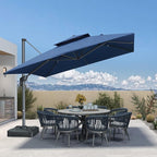 PURPLE LEAF 12FT Sunbrella Patio Umbrella Double Top Large Offset Hanging Outdoor Square 360° Rotation Heavy Duty Cantilever Umbrella for Garden Deck Pool Backyard Spectrum Indigo