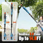 SENIX 8A Corded Electric Pole Saw | 8-Inch Cutting Bar & 14.8ft Max Reach Telescoping Pole, Lightweight Branch Cutter for Effortless Tree Trimming and Pruning