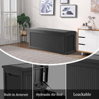 TARKARI 320 Gallon Lockable Resin Deck Box, Waterproof & UV-Resistant Outdoor Storage Box for Outdoor Cushion Storage, Garden Tools & Pool Accessories Storage, Black