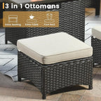 HOOOWOOO Patio Furniture Set,5 Piece Outdoor Furniture Set,Wicker Patio Conversation Couch Chairs Ottoman Set,Beige