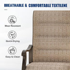 UDPATIO Patio Swivel Dining Chairs Set of 8, Outdoor Swivel Chairs High Back with All Weather Padded Textilene, Metal Rocking Frame for Lawn Garden Backyard, Brown