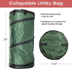 EXCELLO GLOBAL PRODUCTS Pop-Up Trash Can Portable Waste Container Outdoor Garbage Garden Yard Leaf Bin Collapsible Utility Bag (12.8" x 26")