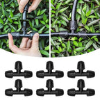 MIXC 1/2 Inch Drip Irrigation Tee Fittings, Drip Line Barbed Locked Tee Connectors, Anti-Leak 3 Way Irrigation Parts for 1/2 Inch Drip Irrigation Tubing System Connection 6 Pack