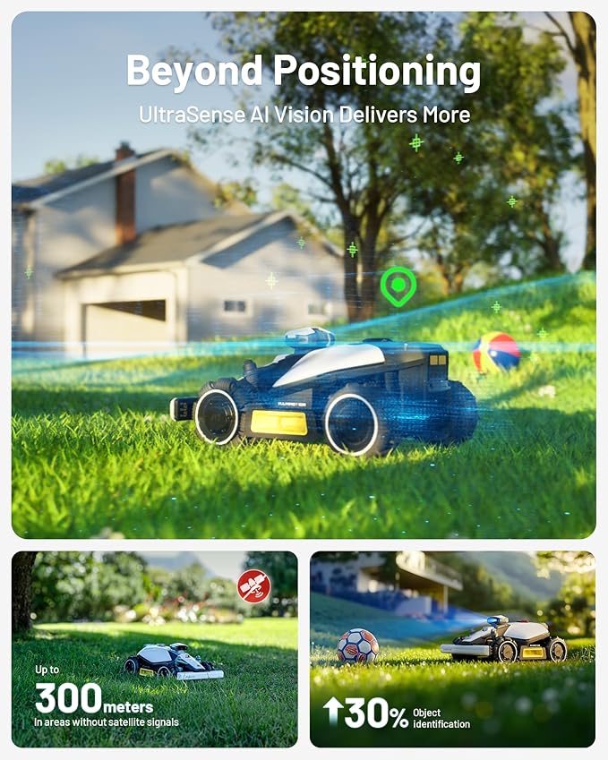 Mammotion LUBA mini AWD 800H Robot Lawn Mower with Garage, Mowing 0.2 Acre, All-Wheel-Drive for 80% Slope, UltraSense AI Vision+RTK Auto-Mapping, Cutting Height 2.2"-4.0"