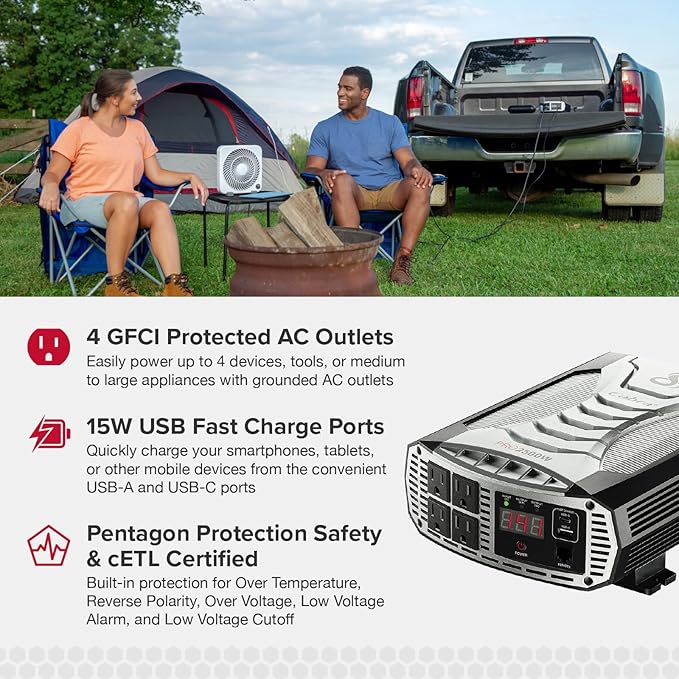 Cobra PURE SINE 400W Power Inverter and PRO 2500W Professional Grade Power Inverter Bundle