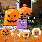 CNhoqc Halloween Lawn Leaf Bags - 8Pcs Halloween Theme Pumpkin Black Cat Ghost Mummy Patterns Waste Bags with Twist Ties, Large Grass Plastic Trash Container for Garden Outdoor Halloween Decorations