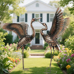 chisheen Garden Statue Outdoor Metal Heron Crane Yard Art Sculpture for Lawn Patio Backyard Decoration,46 inch (2-Pack)