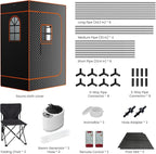 DoCred Upgraded 2 Person Portable Sauna Box, Extra Large Portable Steam Sauna for Home,Personal Sauna Tent Full Body with 2 Steamers, 2 Folding Chair,Remote Control