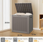 30 Gallon Outdoor Storage Deck Box Waterproof,Garden Tool,Backyard Cushion,Poolside Storage,Small Delivery Boxes for Outside,Lockable Lid,Rattan Grey