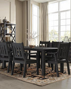 YEFU HIPS Patio Table Set: 7 Piece Outdoor Table and Chairs Dining Furniture Set with Umbrella Hole - Black Modern Plastic Dining Sets 6 Person for Outside Deck with Metal Aluminum Frame