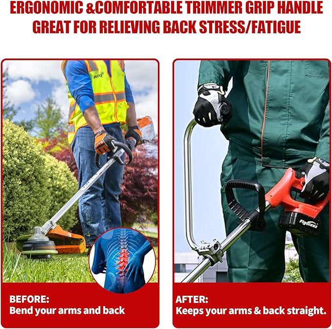 Weed Eater Handle Trimmer Handle, Weed Eater Handle Extension with Bracket Clamp, Ergonomic Trimmer Grip, Weed Wacker Attachments Aluminum Lawn Trimmer Grip for Landscaping,Lawn Care