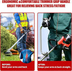 String Trimmers Handle with Shoulder Strap Harness, Weed Eater Handle Extension with Bracket Clamp, Ergonomic Trimmer Grip, Weed Wacker Attachments Aluminum Lawn Trimmer Grip for Landscaping,Lawn Care