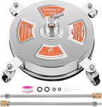 M MINGLE 14'' Pressure Washer Surface Cleaner Attachment, Driveway Power Washer Accessory with 2 Extension Wand, 1/4" Quick Connect, 4000 PSI