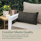 Honeycomb Outdoor Lumbar Toss Pillow Set, 22" W x 12" L, Zaire Black Lumbar Outdoor Pillows