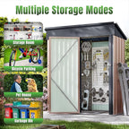 Aoxun 5'x3' Outdoor Metal Storage Shed with Lockable Door- Ideal for Tools, Garden Equipment & Bikes, Perfect for Patio Placement(Brown)