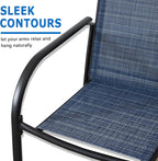 Outdoor Dining Chairs Set of 8, Stackable Patio Chairs with Textilene Fabric, Lightweight Garden Chairs for Poolside, Backyard, Camping, Dark Blue