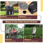 Fake Owl Decoys to Scare Birds Away, Waterproof 360° Rotating Head Hawks & Squirrel Deterrent, Patio Decoration Pest Control, Garden Owl Decoy for Outdoor Yard Patio Pools