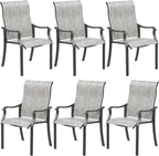 UDPATIO Patio Dining Chairs Set of 6, High Back Wide Seat Outdoor Furniture Chairs with All Weather Breathable Textilene, for Lawn Garden Backyard Deck, Grey White