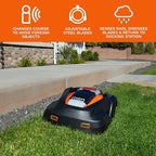 Robot Lawn Mower, Mows Up to 1/4 Acre, Updated 2025 Programming, Adjustable Cutting Height, Self Installation Kit Included, 50% Slope, Low Noise (65dBA) and Rain Sensor