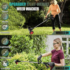 Cordless Weed Wacker Eater Electric Battery Powered, 21V Lightweight Weed Trimmer Edger Lawn Tool with 2Pcs 2000mAh Battery, 3 in 1 Stringless Grass Trimmer/Edger/Brush Cutter for Garden Yard Lawn