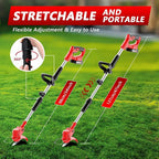 Electric Weed Wacker Cordless with Wheels,21V 2×2000mAh Weed Eater Battery Powered, 6-inch Cordless String Trimmer with 3 Types of Blades, Electric Grass Trimmer,Lawn Edger, Mower for Yard,Garden