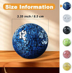 3 Pack Blue Decorative Orbs Mosaic Crack Glass Balls Decor Solid Sphere Globe Bowl Vase Fillers Holiday Living Room Mantle Basket Centerpiece 3.35 Inch