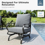 MFSTUDIO 8 Pieces Patio Furniture Sets with 45" Gas Fire Pit Table(Up to 9 Seat), Outdoor Metal Conversation Sofas with 1 x 3-Seat Sofa, 2 Single Chairs, 2 Rocking Chairs and 2 Ottoman, Grey Cushion