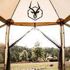 Gazelle Tents™, G5 5-Sided Portable Gazebo, Easy Pop-Up Hub Screen Tent, Durable, TriTech Mesh, Waterproof, UV Resistant, 4-Person & Table, Desert Sand, 85" x 115" x 106", GG502DS