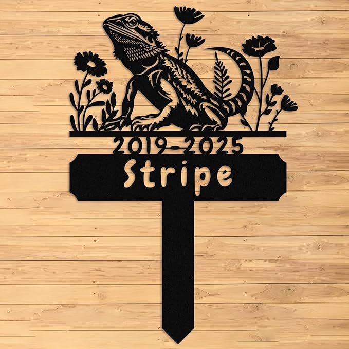 Custom Lizard Grave Marker,Personalized Pet Gecko Memorial Garden Stake,Pet Memorial Gift,Remembrance Stake,Loss of Lizard Gecko Iguana,Sympathy Sign Lizard 16inch