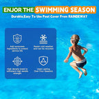 12Ft Pool Covers for (8Ft) Above Ground Pools, Winter Pool Cover,Heavy Duty Above Ground Pool Cover Includes Winch and Cable,UV Protection, Strength&Durability,Blue/Black(Cover Only)