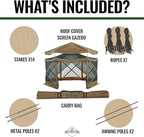 Hike Crew 13’ x 13’ Screened Roof Pop-Up Gazebo Screen Tent | 6-Sided Outdoor Canopy Shelter w/Roof Cover, Built-in Zippered Panels, Built-in Awning, Stakes, Ropes & Carry Bag | UV Resistant SPF 50+