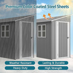 4X8 FT Outdoor Storage Shed W/ 2 Windows & Floor Frame,Lean to Shed W/Reversible Installation,Metal Garden Tool House W/Air Vents,Lockable Door & Sloped Roof,for Backyard Patio Lawn,Gray