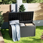 320 Gallon Deck Box, Resin Outdoor Indoor Waterproof Storage Box, Lockable Storage Box With Handle for Patio Furniture - Garden Tools - Swimming Pool Tools UV-Resistant - Black