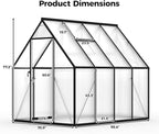6x8 FT Greenhouse for Outdoors, Polycarbonate Greenhouse with Roof Vent, Enhanced Aluminum Large Walk-in Green House for Garden Backyard