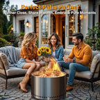 HGD 28" Smokeless Firepit with Stand & Grill Rack, Large Stainless Steel Wood Burning Fire Pit for Friends & Family Gatherings, Secondary Combustion Outdoor Patio Stove for Garden BBQ & Bonfire