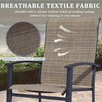 Outdoor Dining Chairs Set of 2, Stackable Patio Chairs with Metal Frame & Textilene Fabric, Perfect for Patio Garden Deck, Mocha