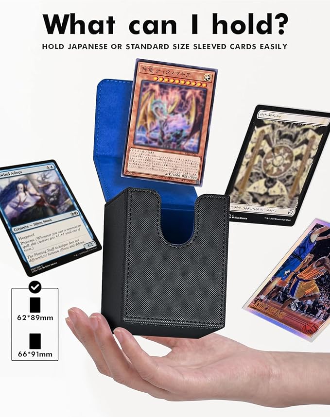 ZLCA Card Deck Box for MTG Yugioh TCG, Storage Case with Dividers Holds 100+ Sleeved Cards, Premium Case Compatible with CCG Trading Cards (Navy, Puzzle)