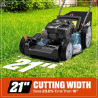 SENIX LSSG-M9 21-inch Gas Self-Propelled Lawn Mower - 140 cc 4-Cycle Briggs & Stratton Engine, Bagging, Mulching, and Side Discharge, 6-Position Lever Height Adjustment