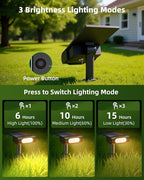 EZVALO Solar Spot Lights Outdoor Waterproof IP67, 3 Lighting Modes Landscape Spotlights, Efficient King-Size LEDs, Solar Powered for Garden Yard Pathway (2Pack-Warm White)