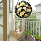 Stained Glass Window Hanging - Ginkgo Leaf Suncatcher for Doors Garden Patio Retro Fall Decor Sun Catchers Christmas Mother's Day Birthday Gifts for Women Men Mom Nana Friend 6.3 in
