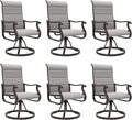 Amopatio Padded Patio Swivel Chairs Set of 6, Outdoor Dining Chairs with Ultra Soft Textilene High Back Seat & Metal Rocker Frame, for Backyard Deck Lawn Garden, Light Gray
