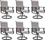 Amopatio Padded Patio Swivel Chairs Set of 6, Outdoor Dining Chairs with Ultra Soft Textilene High Back Seat & Metal Rocker Frame, for Backyard Deck Lawn Garden, Light Gray