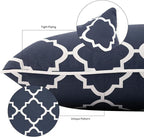 2 Pack Outdoor Throw Pillows 21x15 Inch Water-Resistant Decorative Pillow Cushions with Insert for Patio Garden Porch, Blue Diamond
