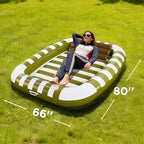 Pool Wave Inflatable Pool Lounger Floats, 80" x 66" Large Tanning Bed for Adult Kids, Outdoor Sun Bathing Floating Blow up Raft W/Pillow, Spray Water Mat, Summer Beach Lake Family Party Gift - Green